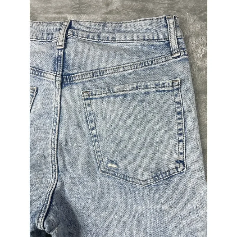 Old Navy Jeans OG Straight High Rise Raw Hem Slit Acid Wash 10